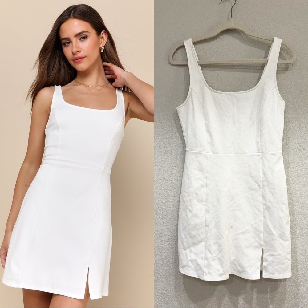 Sz L NWOT Lulus Always‎ Admired White Sleeveless Mini Dress